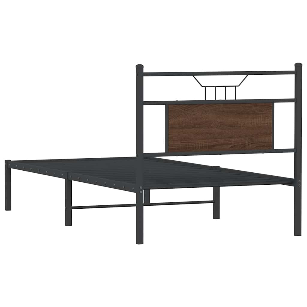 Sengeramme uten madrass brun eik 75x190 cm konstruert tre