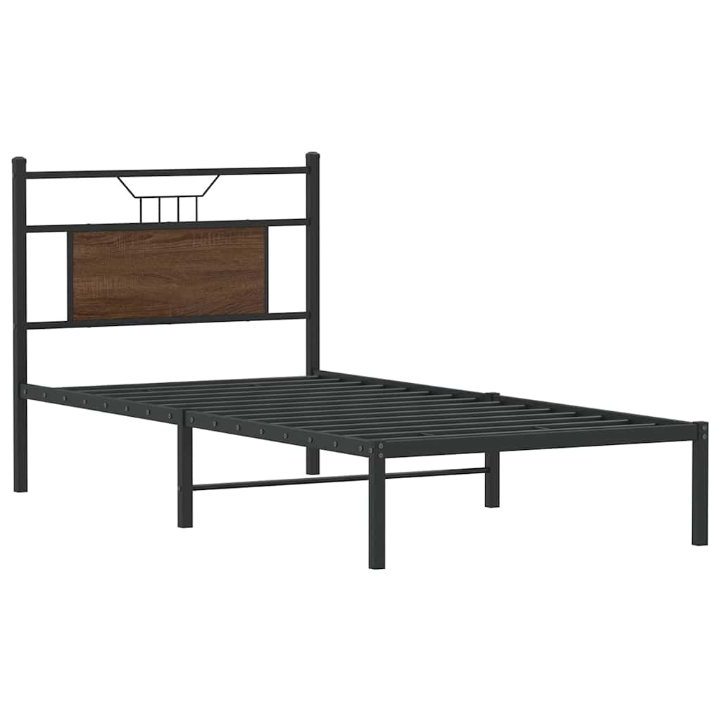 Sengeramme uten madrass brun eik 80x200 cm konstruert tre