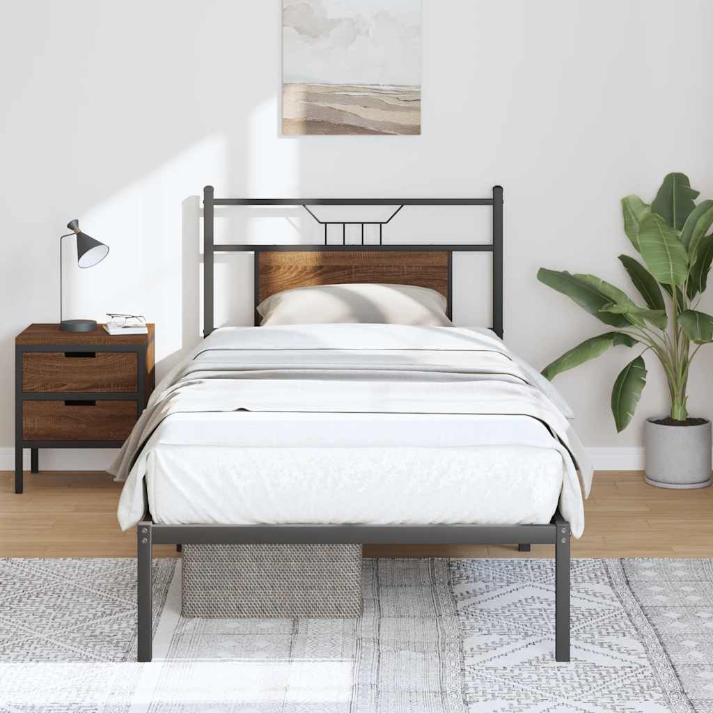 Sengeramme uten madrass brun eik 80x200 cm konstruert tre