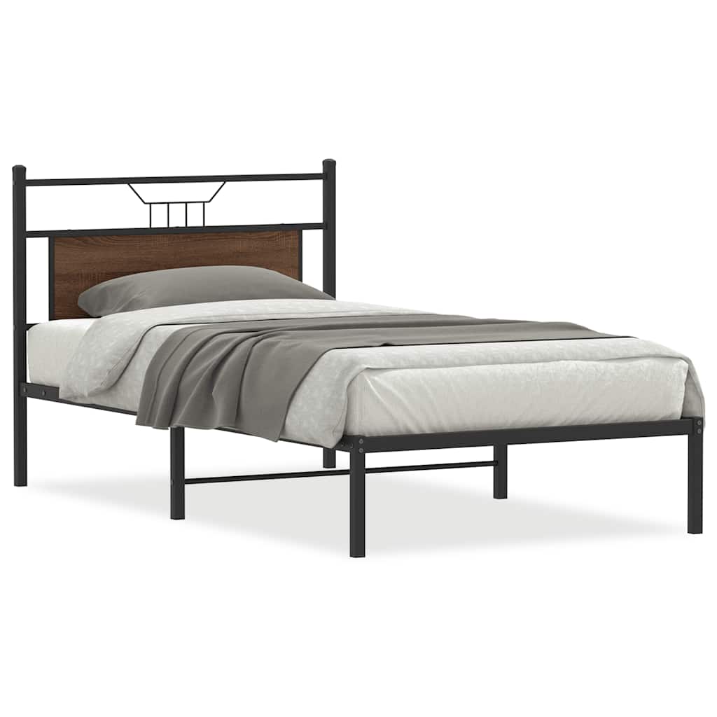 Sengeramme uten madrass brun eik 100x190 cm konstruert tre