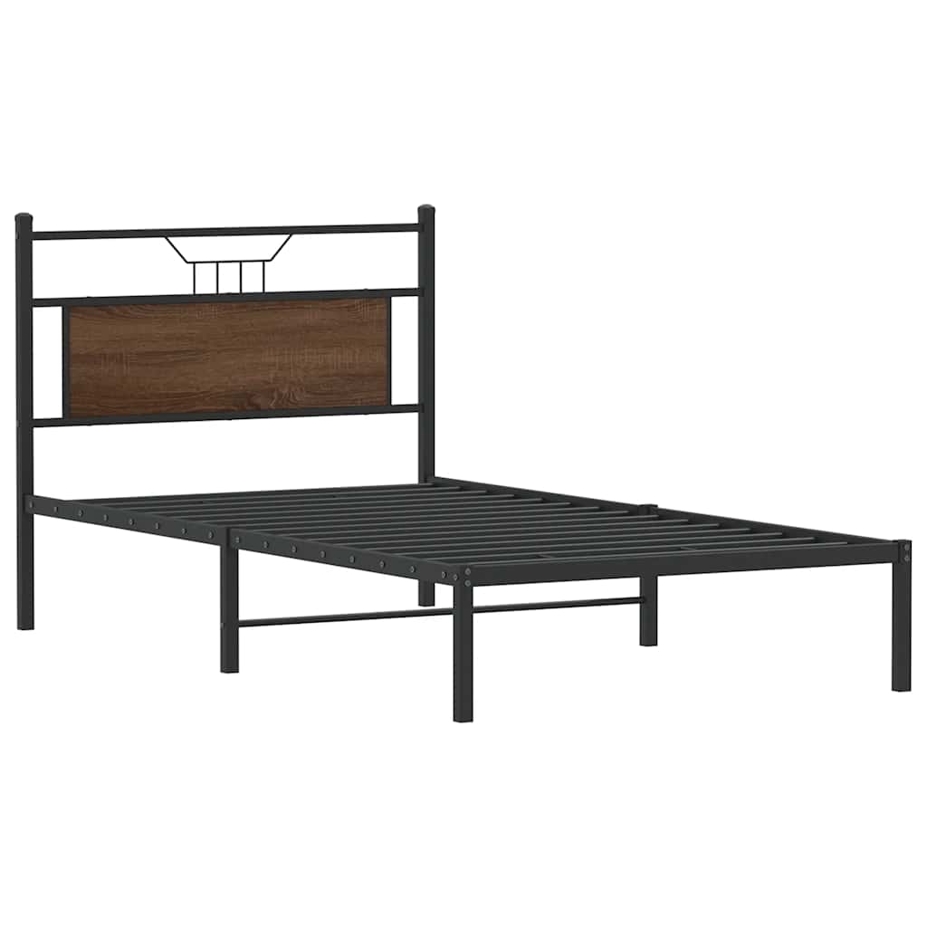 Sengeramme uten madrass brun eik 107x203 cm konstruert tre