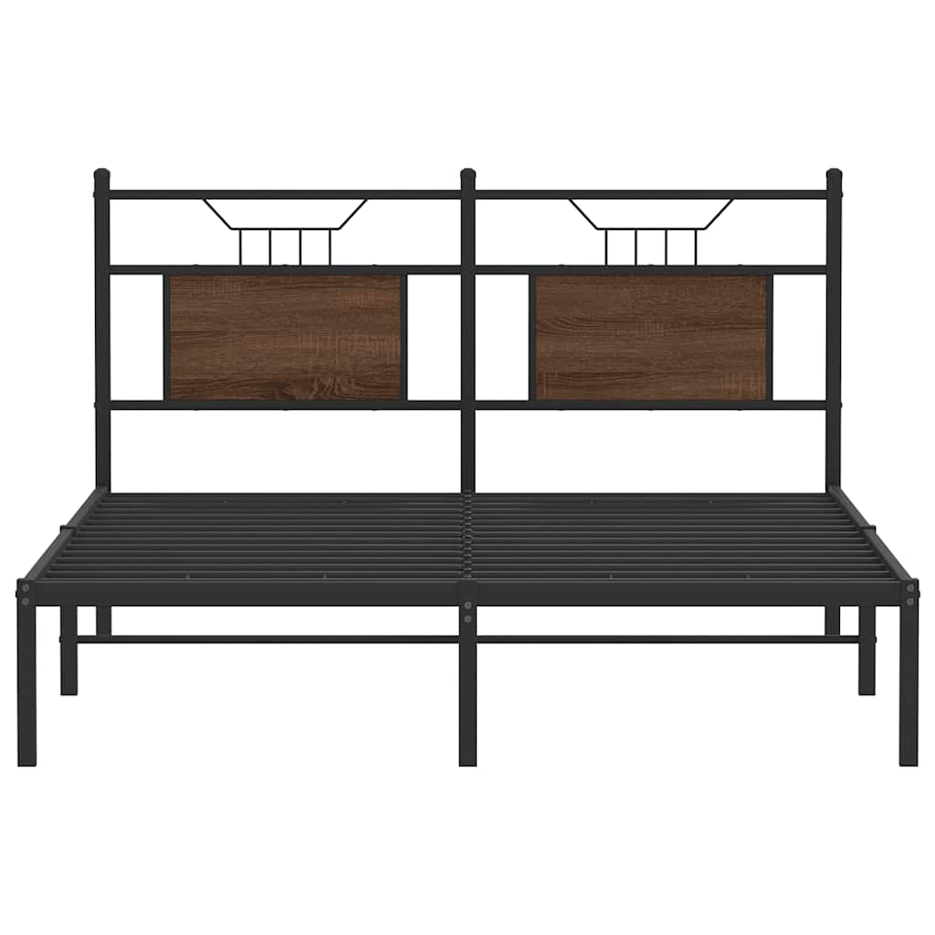 Sengeramme uten madrass brun eik 137x190 cm konstruert tre