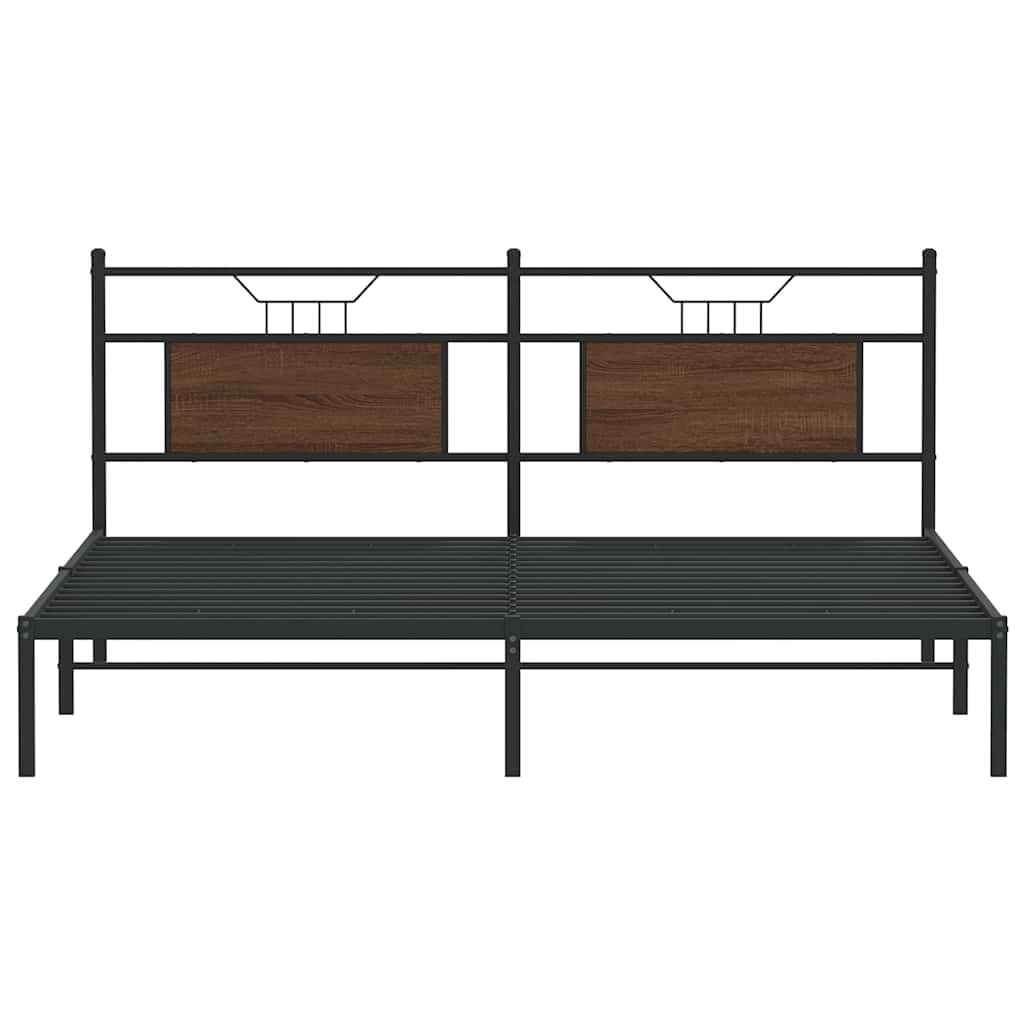 Sengeramme uten madrass brun eik 183x203 cm konstruert tre