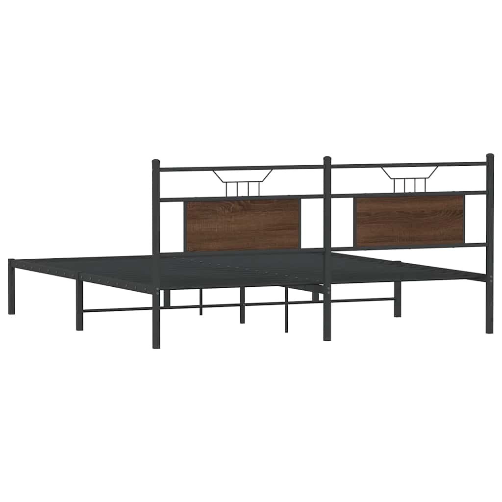 Sengeramme uten madrass brun eik 183x213 cm konstruert tre