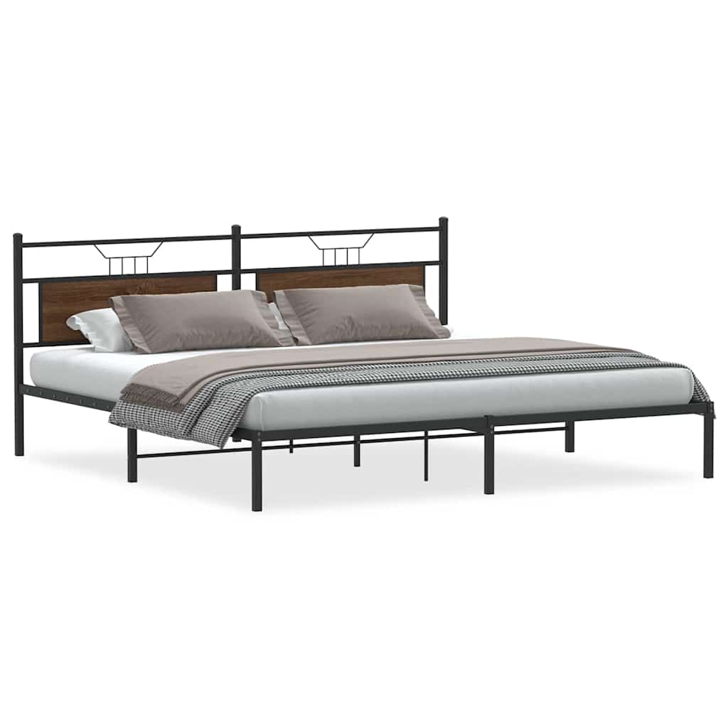 Sengeramme uten madrass brun eik 193x201 cm konstruert tre