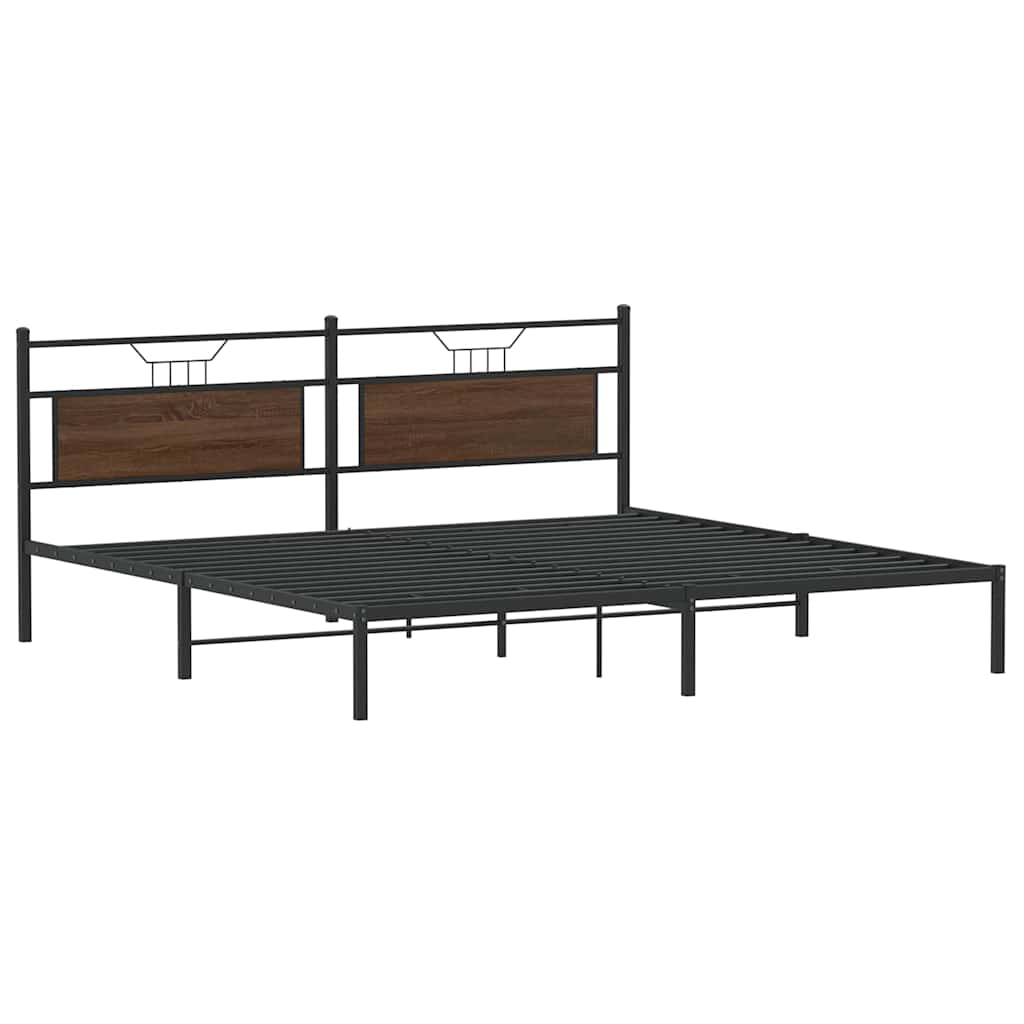Sengeramme uten madrass brun eik 193x201 cm konstruert tre