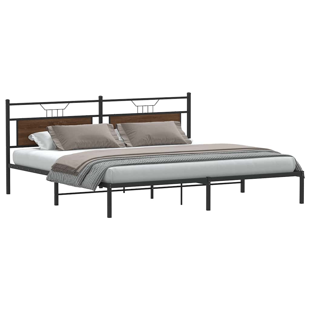 Sengeramme uten madrass brun eik 193x201 cm konstruert tre