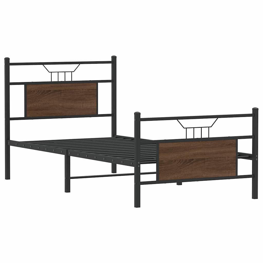 Sengeramme uten madrass brun eik 75x190 cm konstruert tre