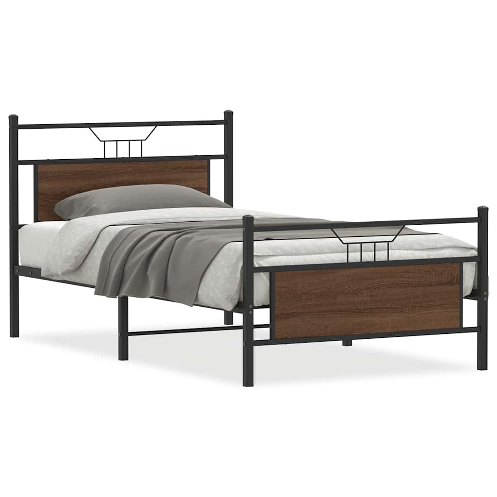Sengeramme uten madrass brun eik 100x200 cm konstruert tre
