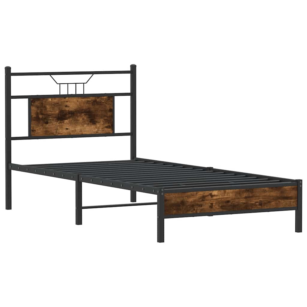 Sengeramme uten madrass røkt eik 80x200 cm konstruert tre