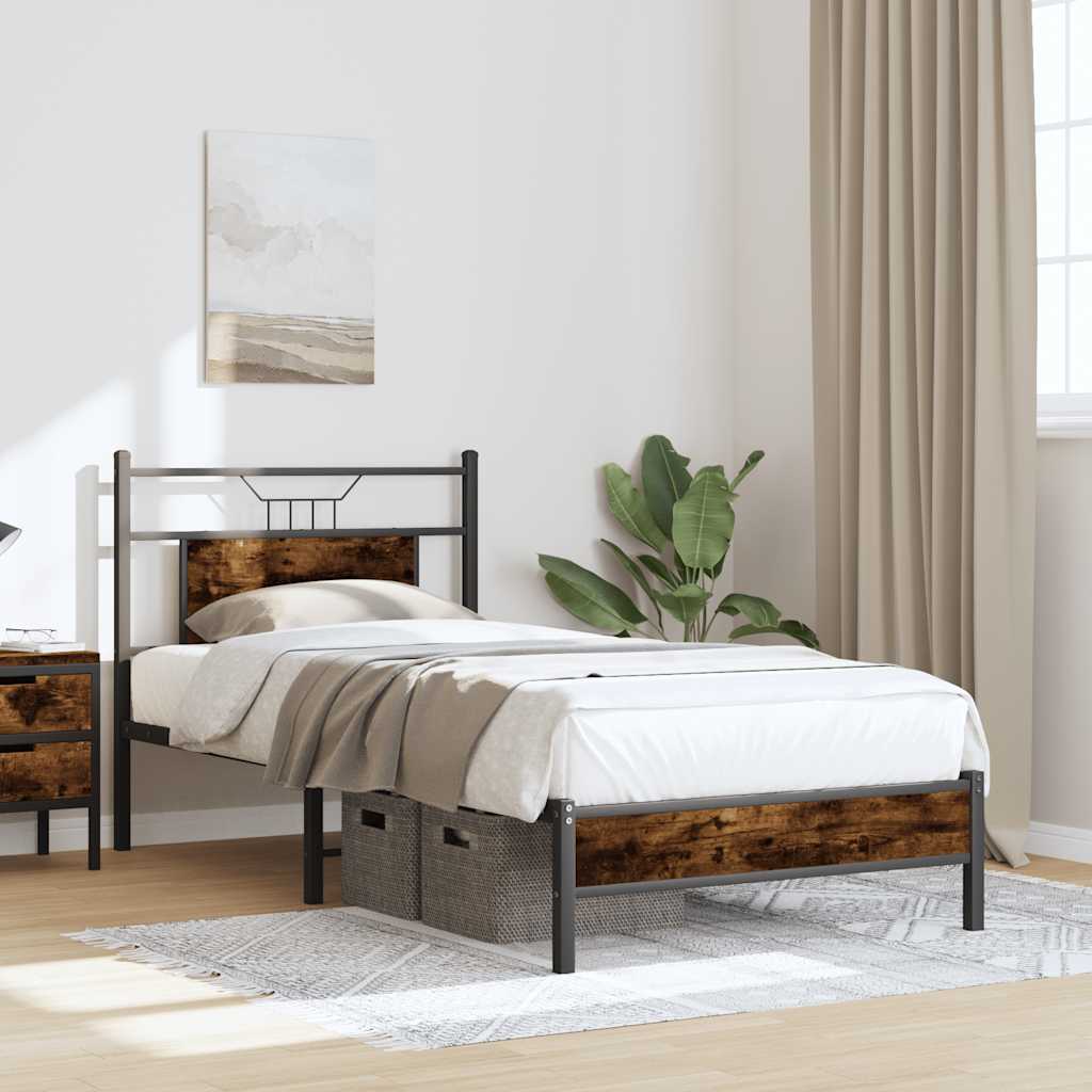 Sengeramme uten madrass røkt eik 90x190 cm konstruert tre