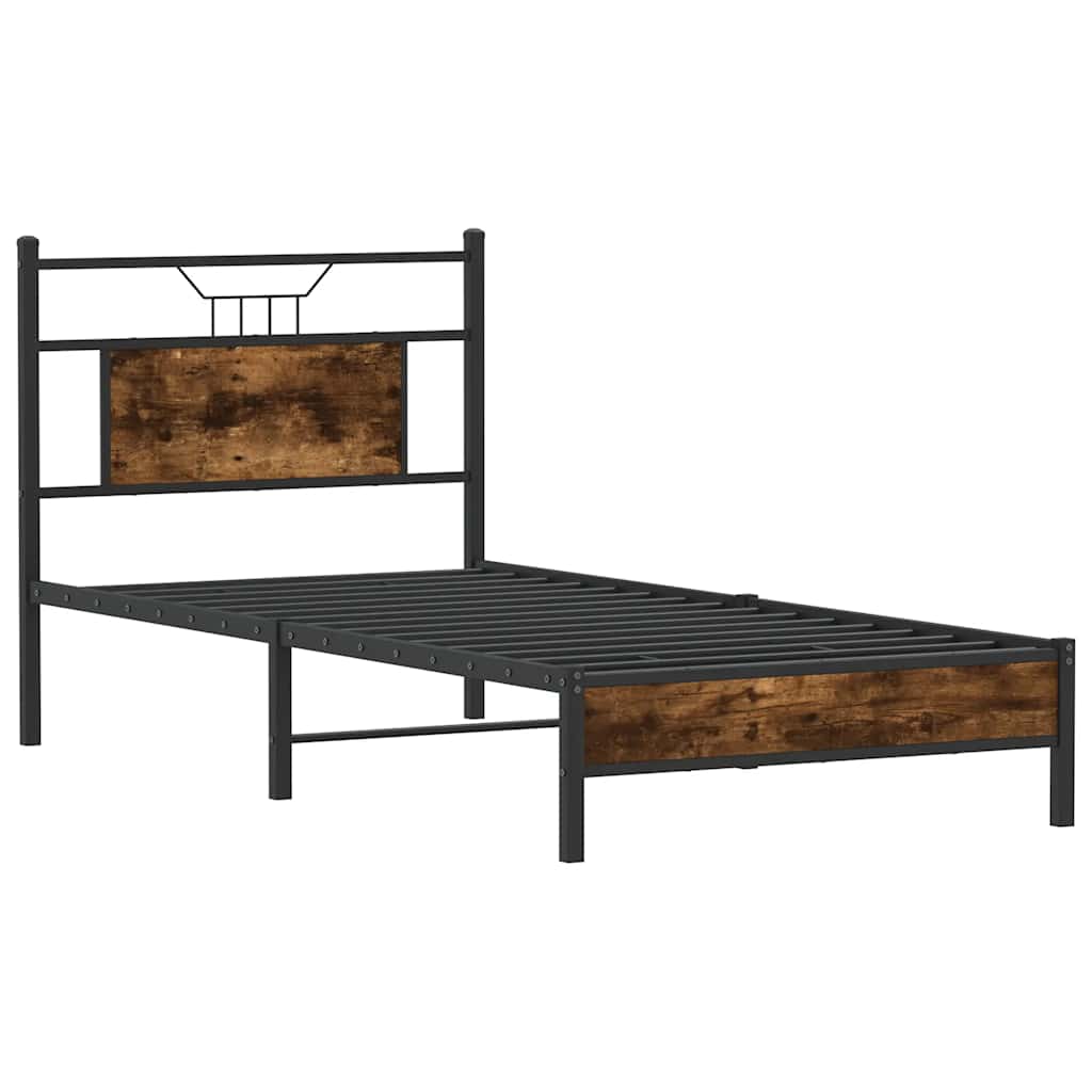 Sengeramme uten madrass røkt eik 90x200 cm konstruert tre