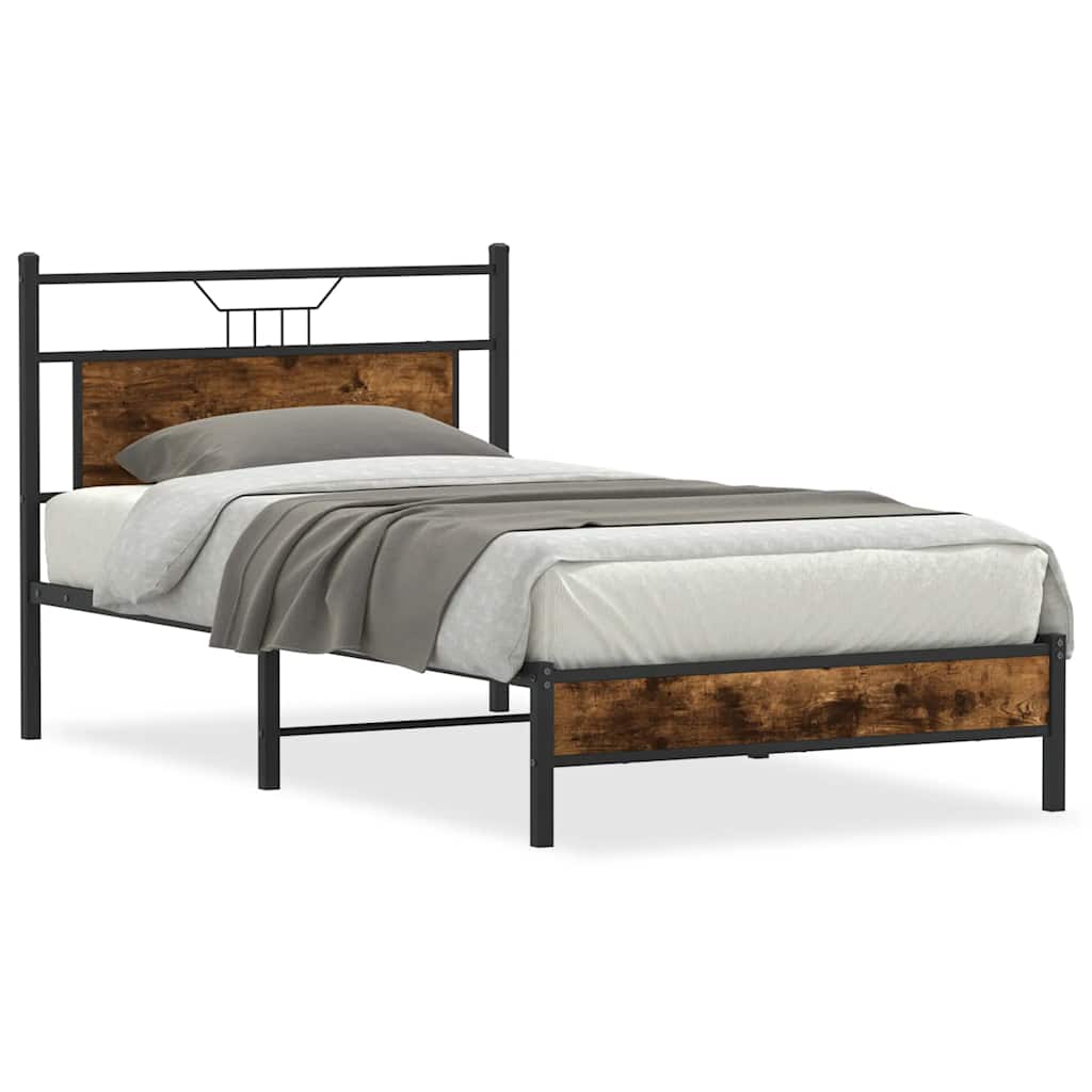 Sengeramme uten madrass røkt eik 107x203 cm konstruert tre