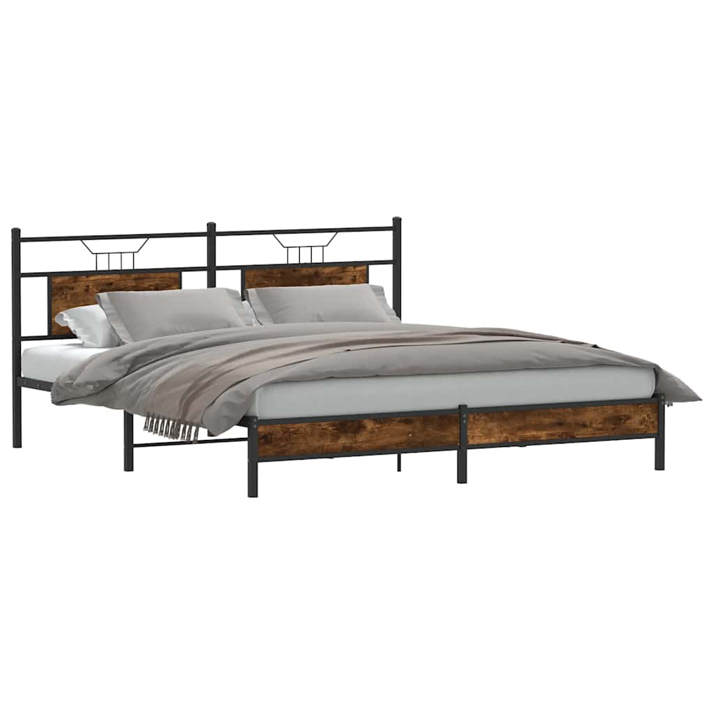 Sengeramme uten madrass røkt eik 183x203 cm konstruert tre