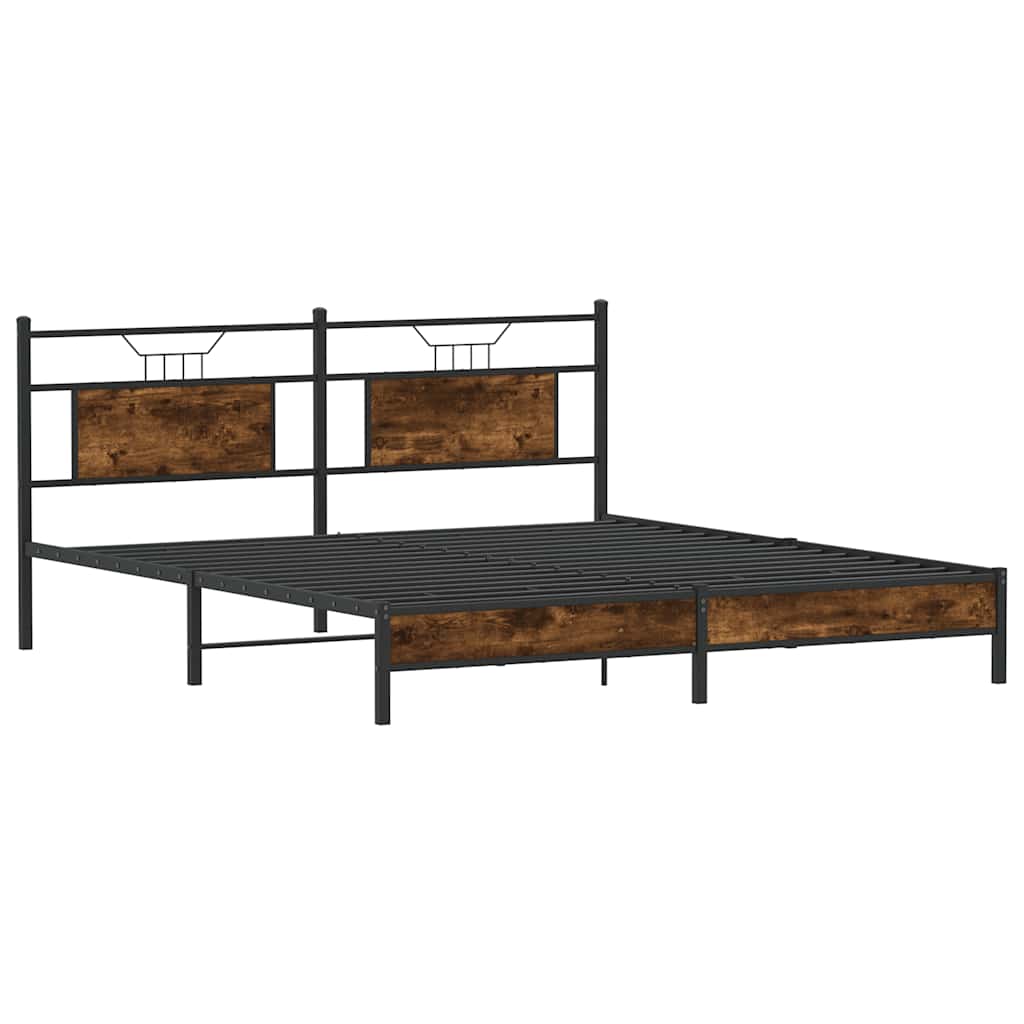 Sengeramme uten madrass røkt eik 183x203 cm konstruert tre