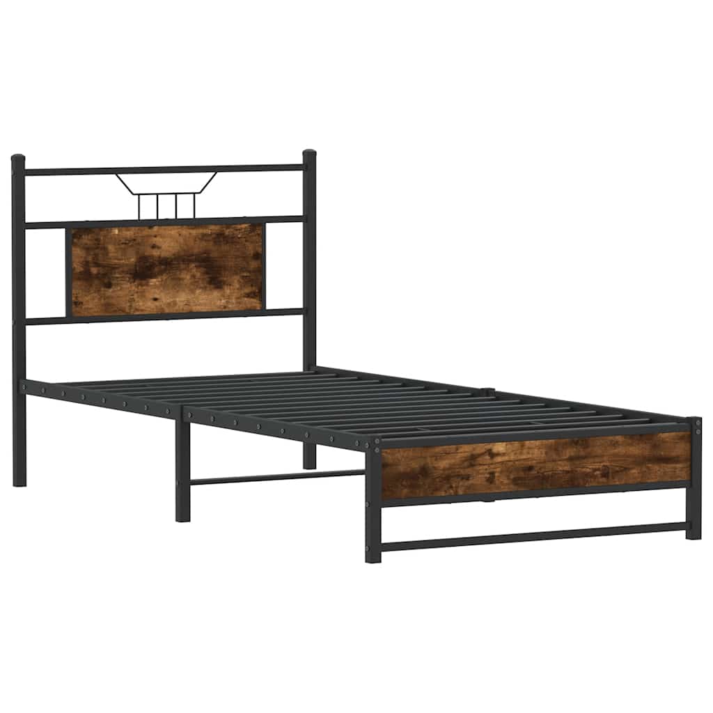 Sengeramme uten madrass røkt eik 90x200 cm konstruert tre