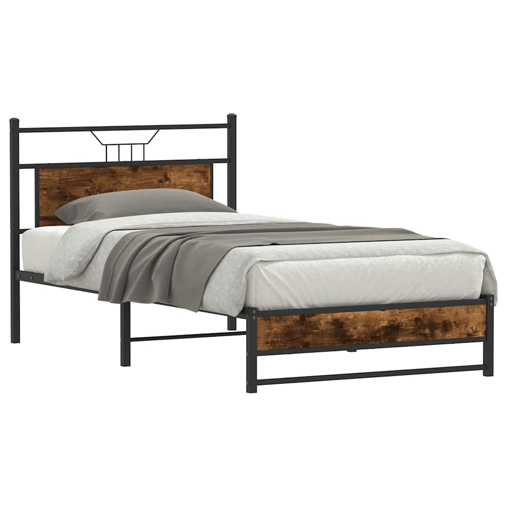 Sengeramme uten madrass røkt eik 107x203 cm konstruert tre