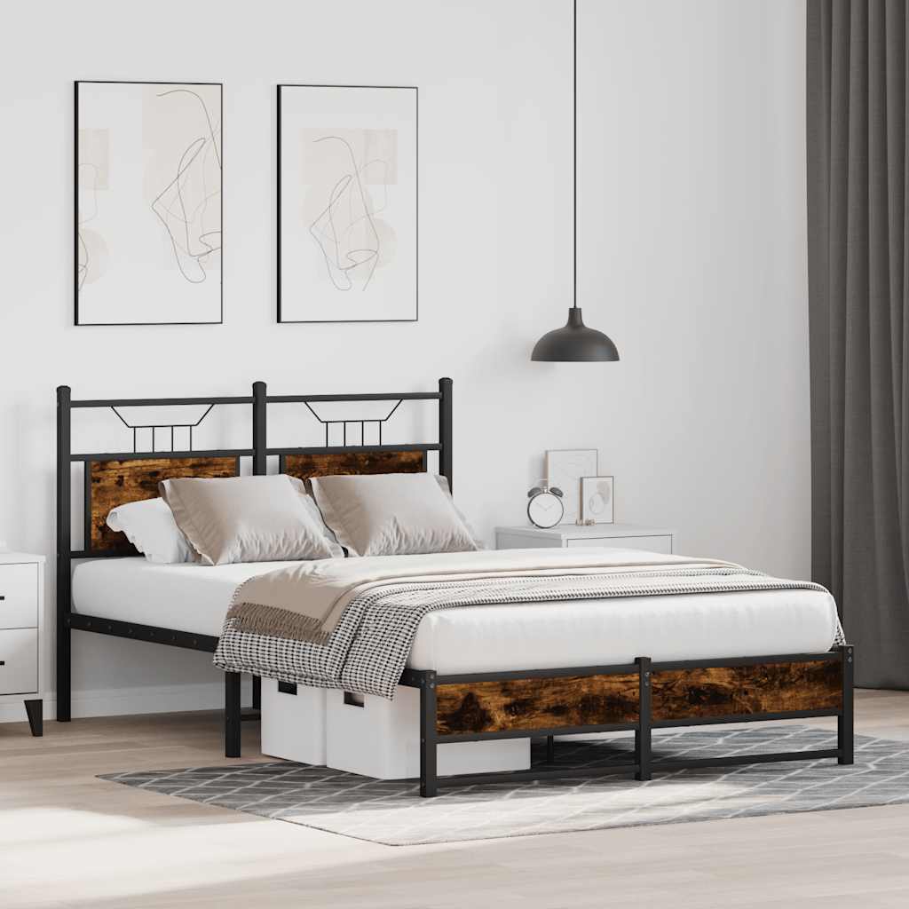 Sengeramme uten madrass røkt eik 120x190 cm konstruert tre