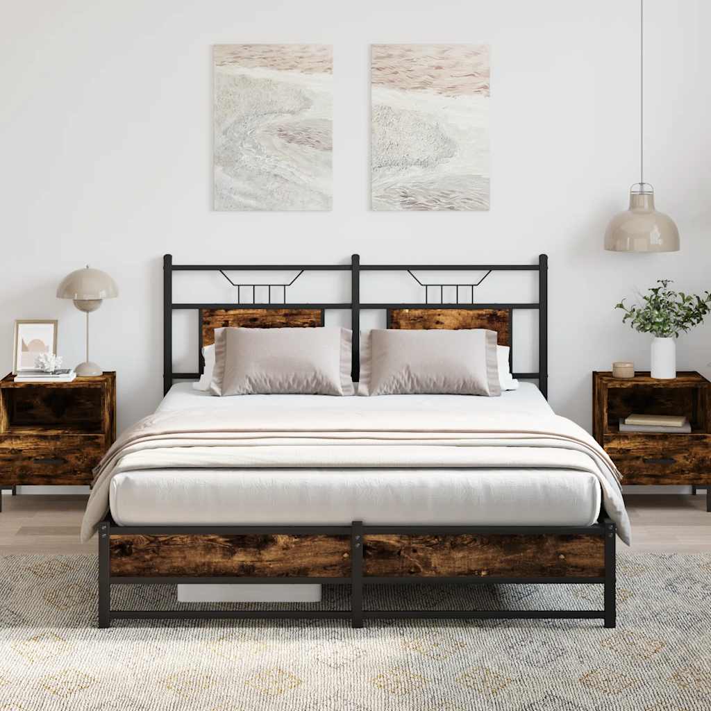 Sengeramme uten madrass røkt eik 140x190 cm konstruert tre