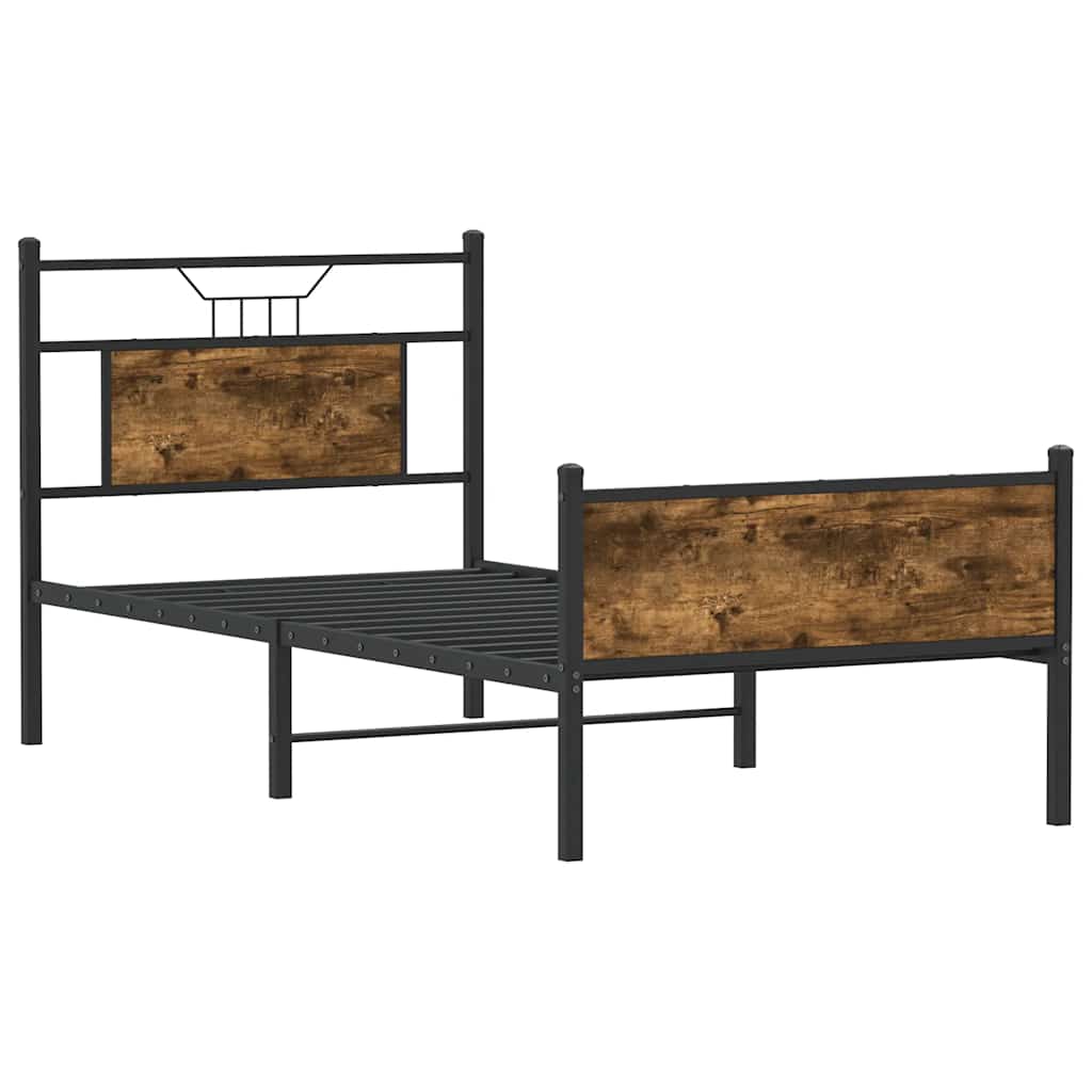 Sengeramme uten madrass røkt eik 90x200 cm konstruert tre