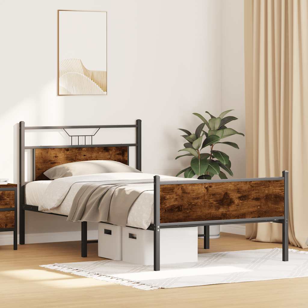 Sengeramme uten madrass røkt eik 107x203 cm konstruert tre