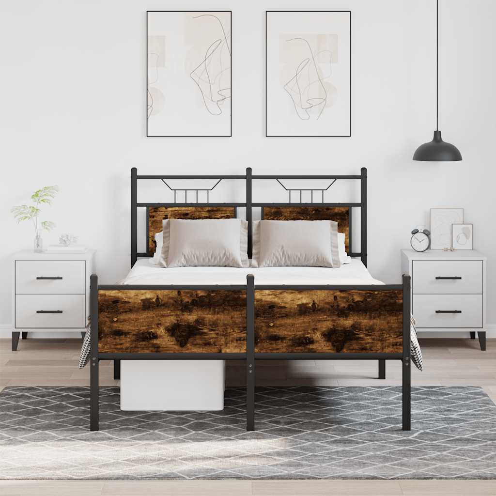 Sengeramme uten madrass røkt eik 120x190 cm konstruert tre