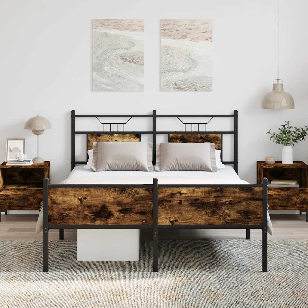 Sengeramme uten madrass røkt eik 140x200 cm konstruert tre