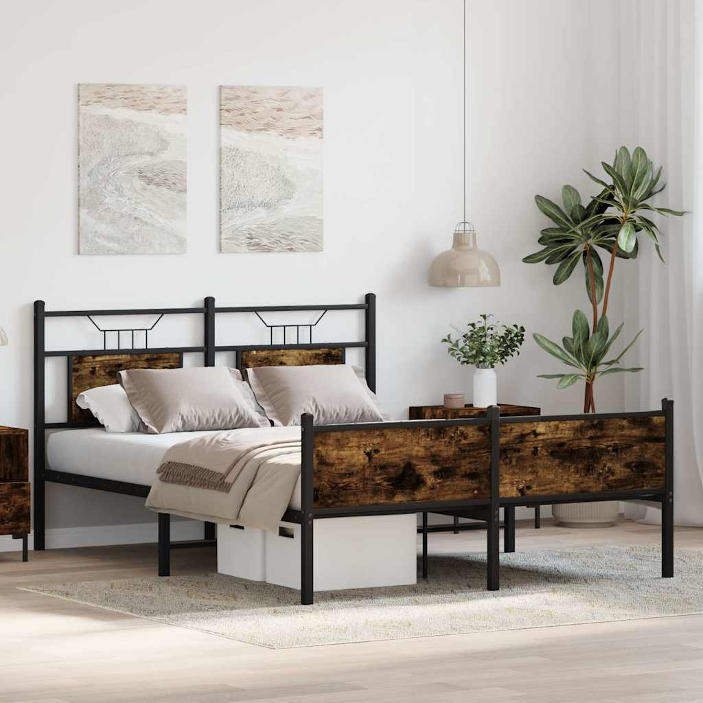 Sengeramme uten madrass røkt eik 150x200 cm konstruert tre