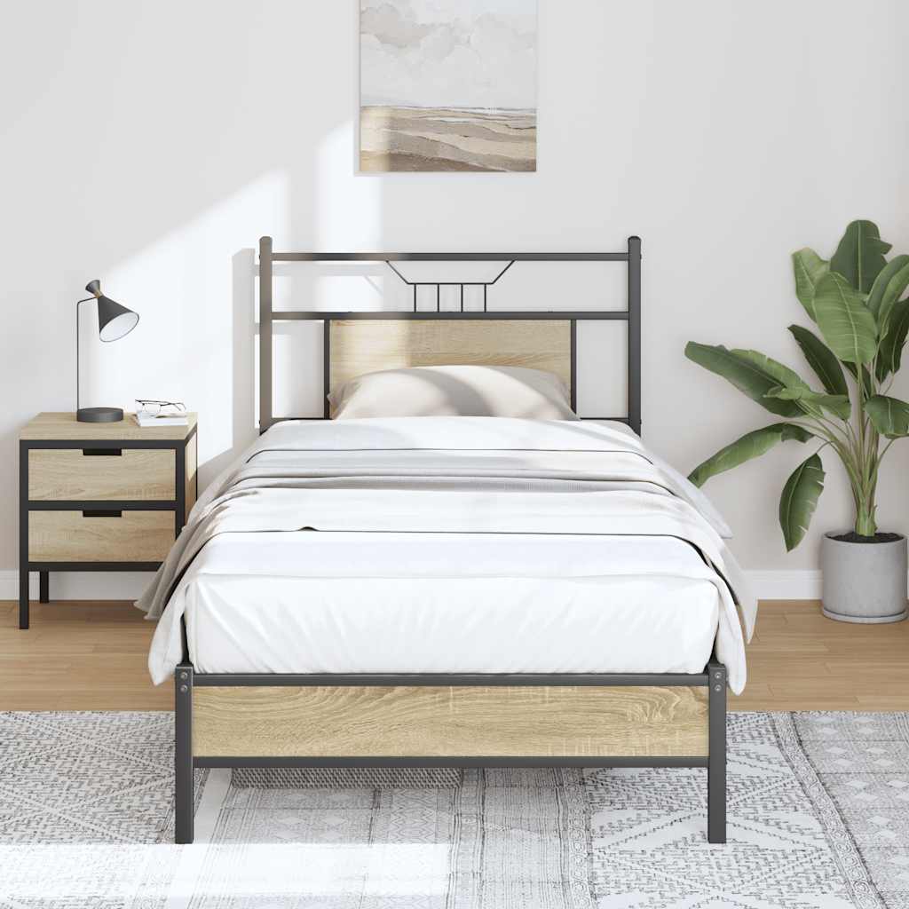 Sengeramme uten madrass sonoma eik 90x200 cm konstruert tre