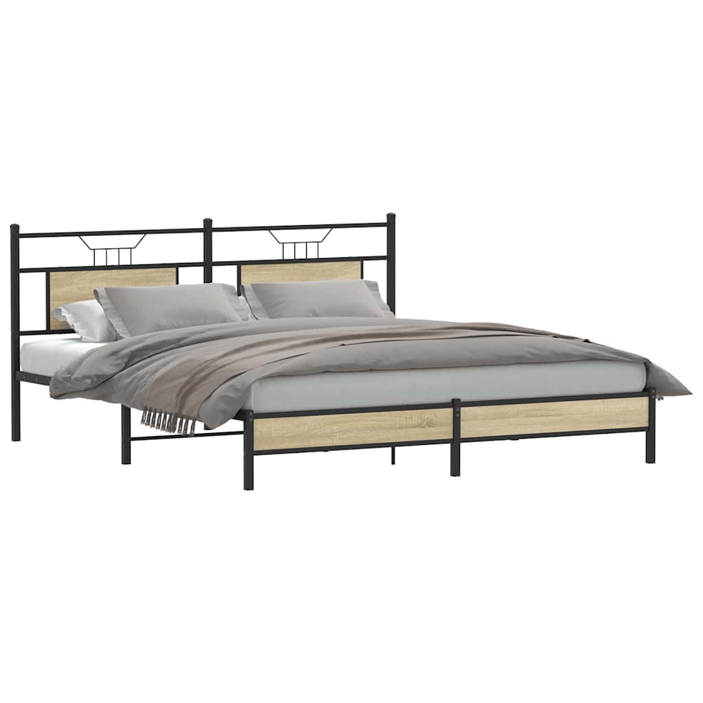Sengeramme uten madrass sonoma eik 183x203 cm konstruert tre