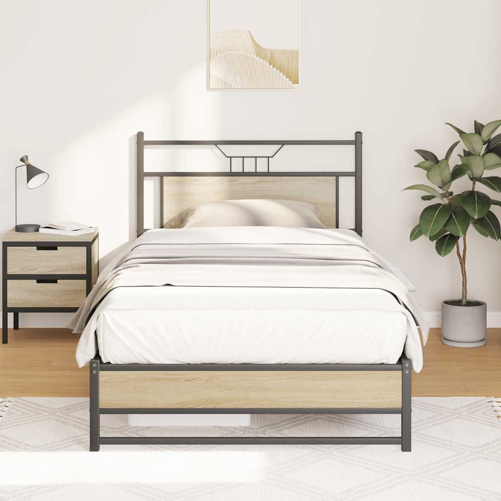 Sengeramme uten madrass sonoma eik 107x203 cm konstruert tre