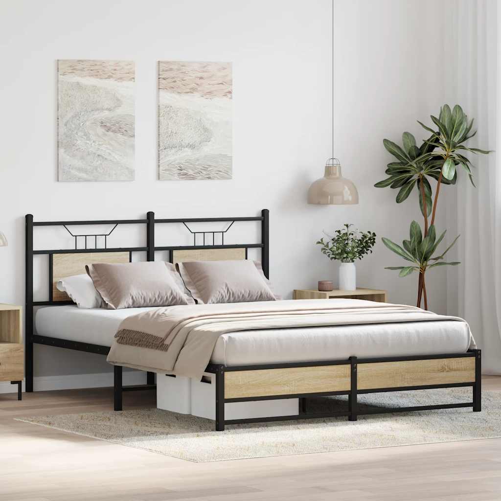 Sengeramme uten madrass sonoma eik 140x190 cm konstruert tre
