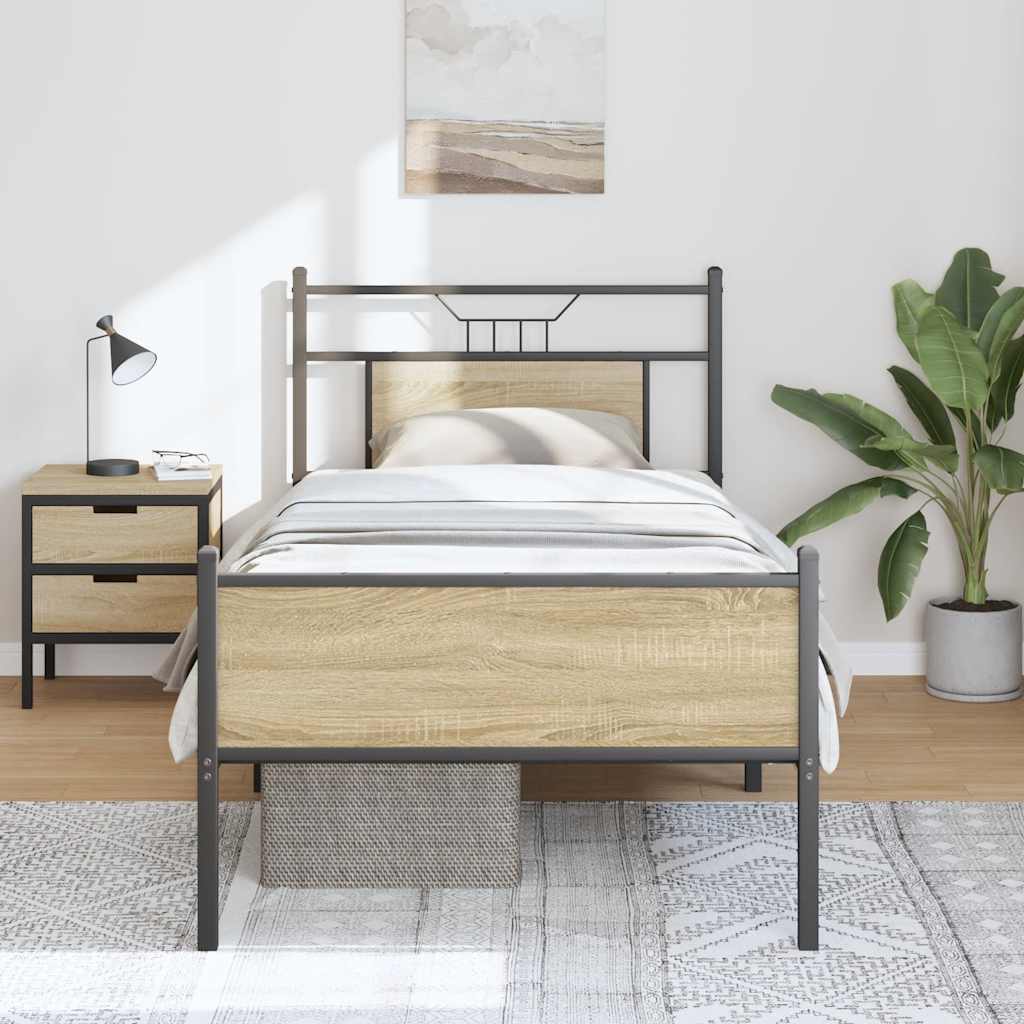 Sengeramme uten madrass sonoma eik 90x190 cm konstruert tre