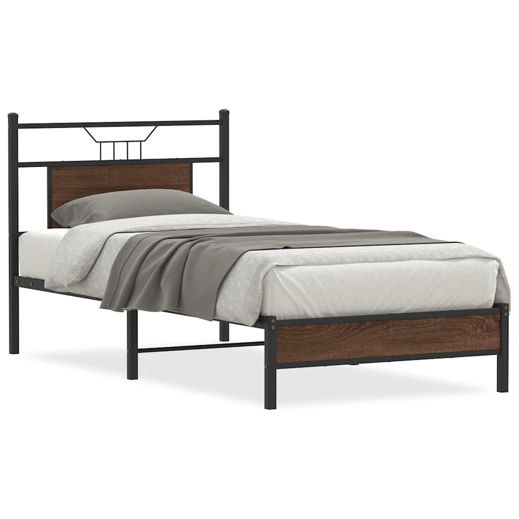 Sengeramme uten madrass brun eik 75x190 cm konstruert tre