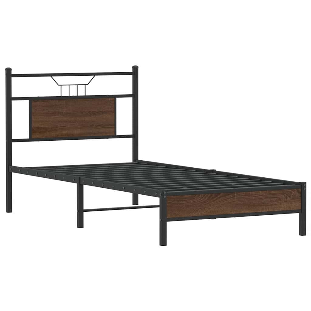 Sengeramme uten madrass brun eik 75x190 cm konstruert tre