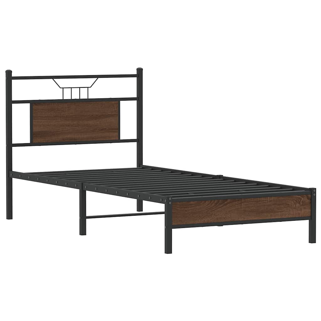 Sengeramme uten madrass brun eik 90x190 cm konstruert tre
