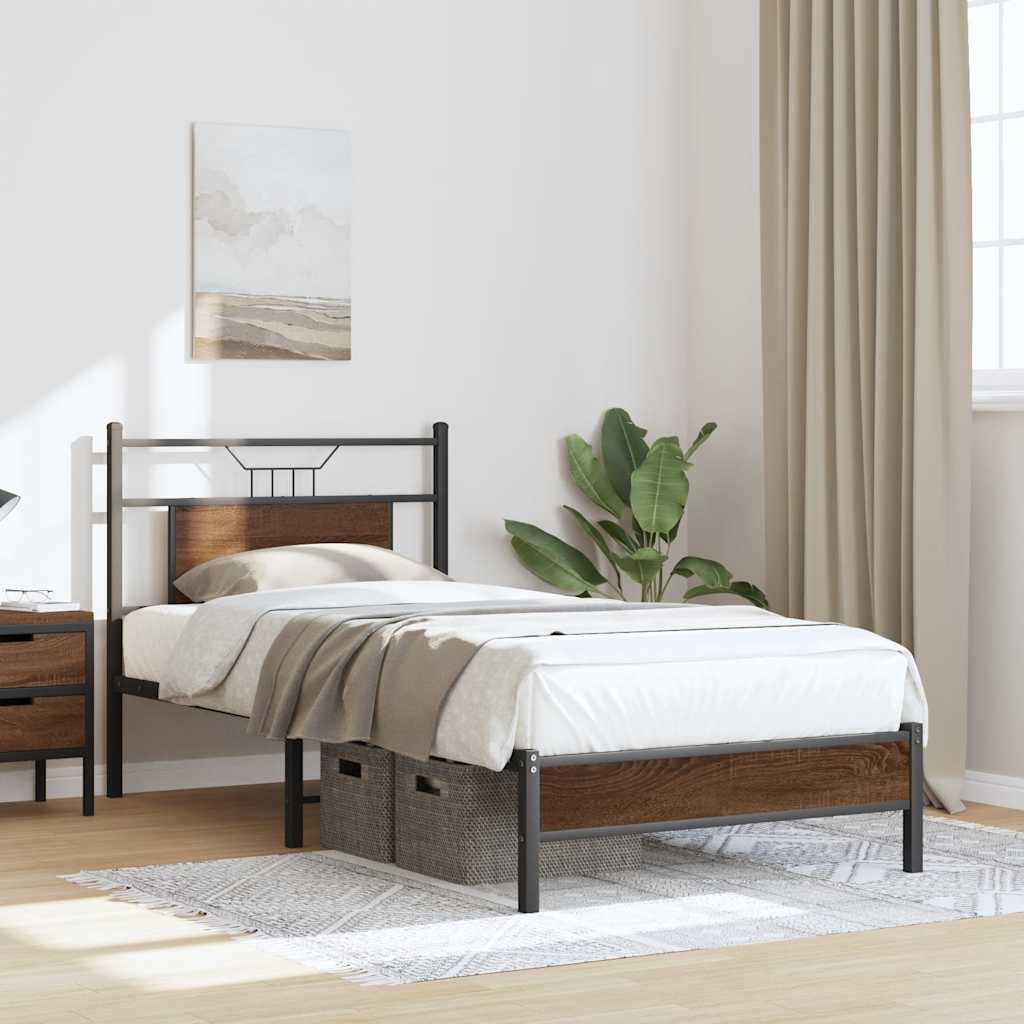 Sengeramme uten madrass brun eik 90x190 cm konstruert tre