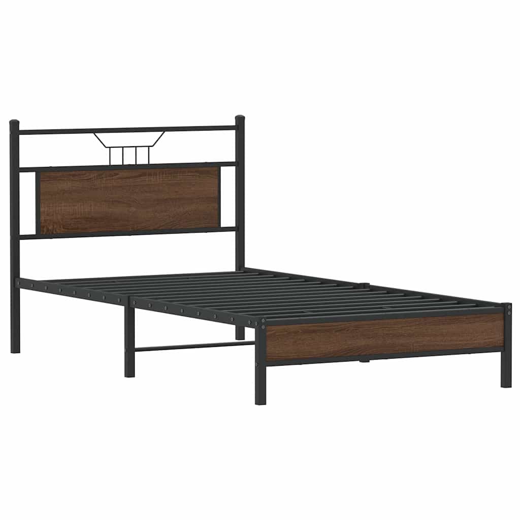 Sengeramme uten madrass brun eik 100x200 cm konstruert tre