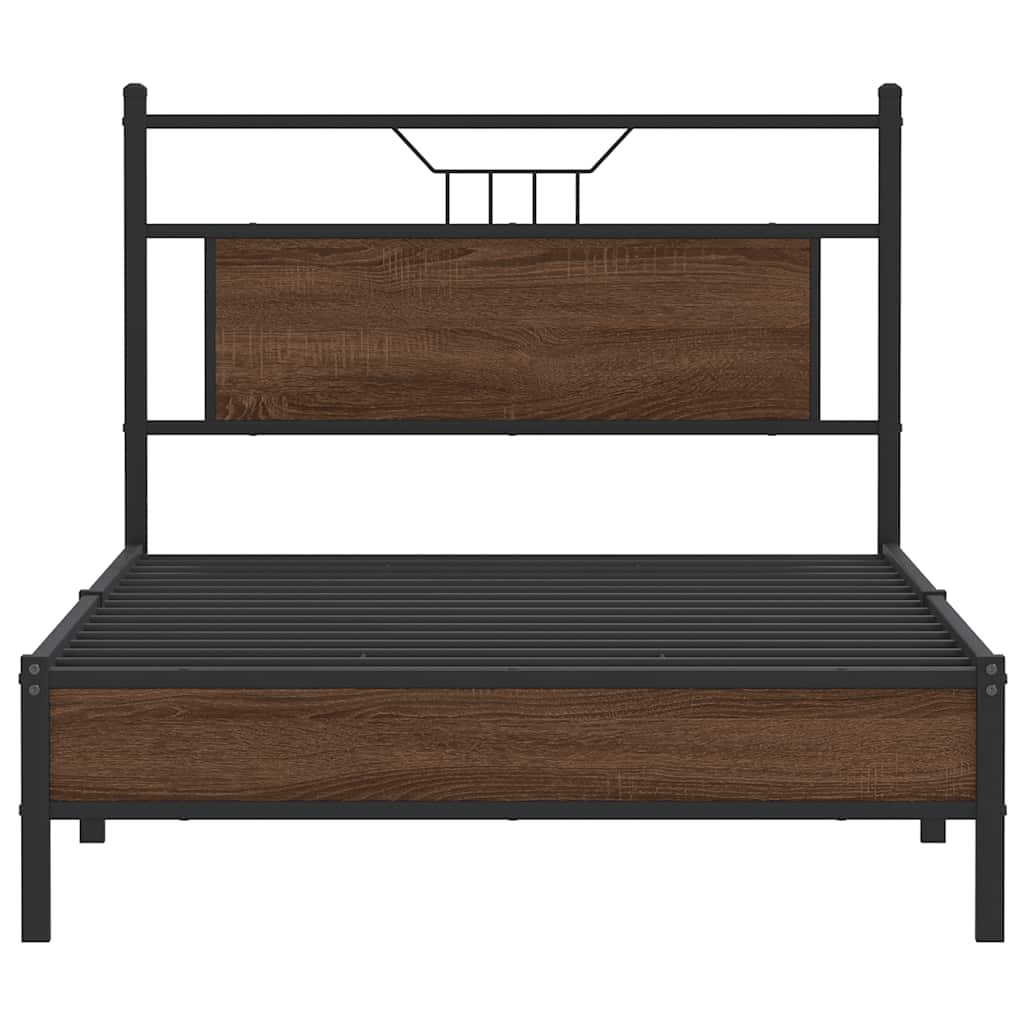 Sengeramme uten madrass brun eik 100x200 cm konstruert tre