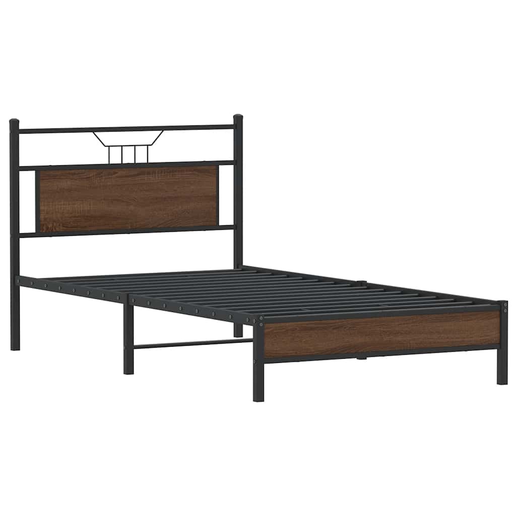 Sengeramme uten madrass brun eik 107x203 cm konstruert tre