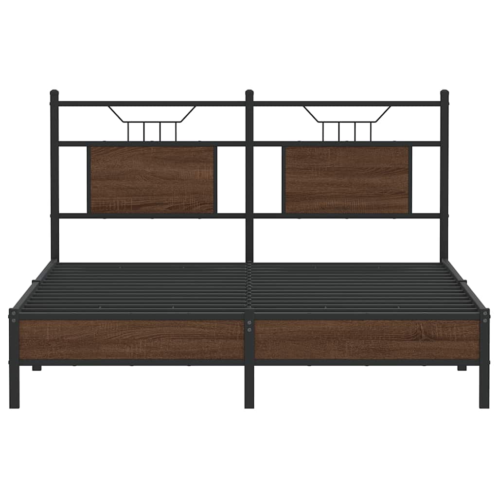 Sengeramme uten madrass brun eik 137x190 cm konstruert tre