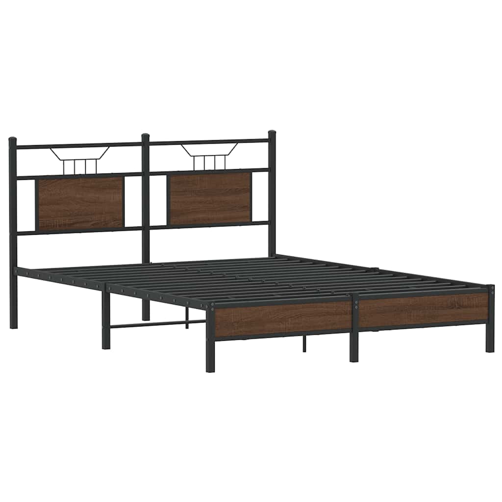 Sengeramme uten madrass brun eik 140x190 cm konstruert tre