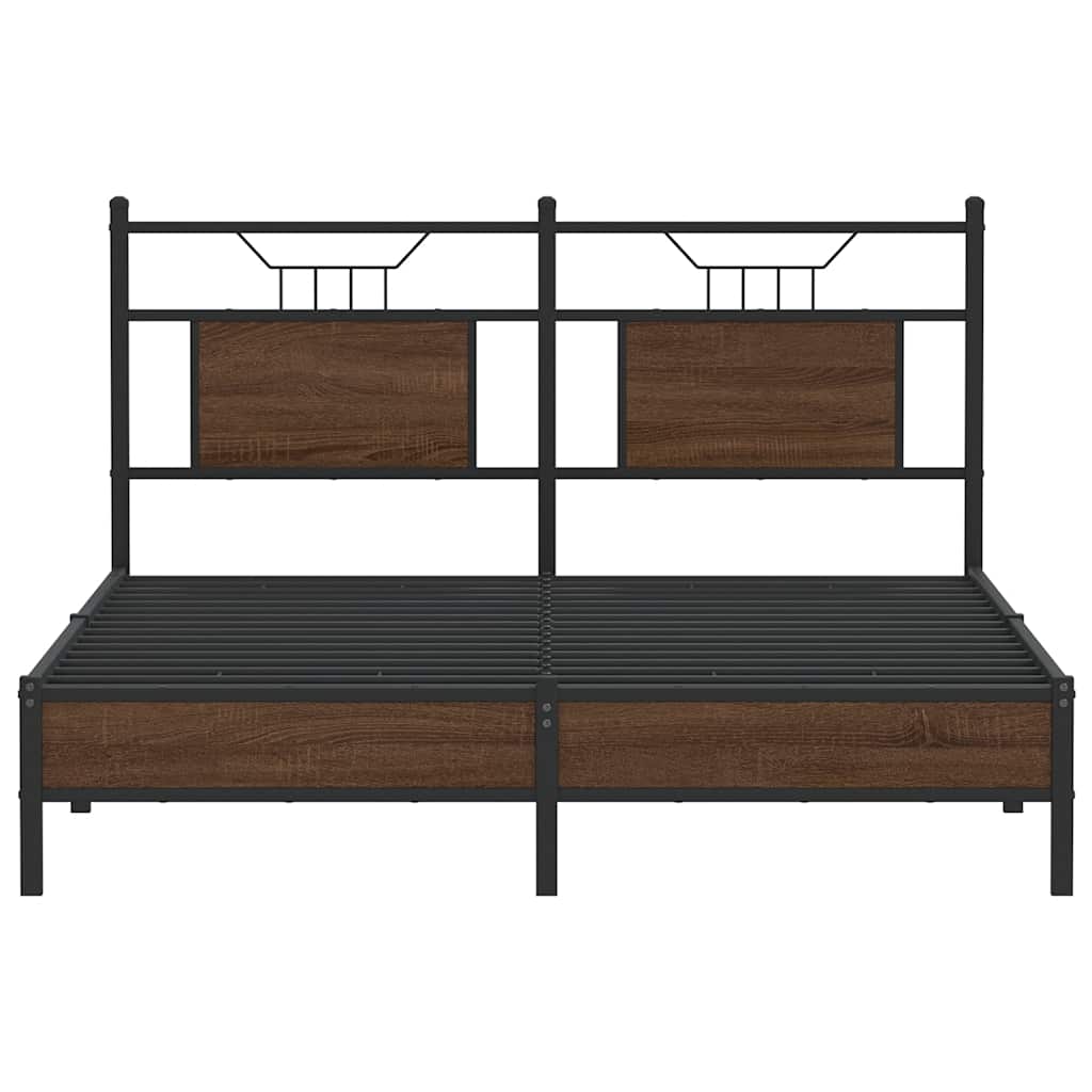 Sengeramme uten madrass brun eik 140x190 cm konstruert tre
