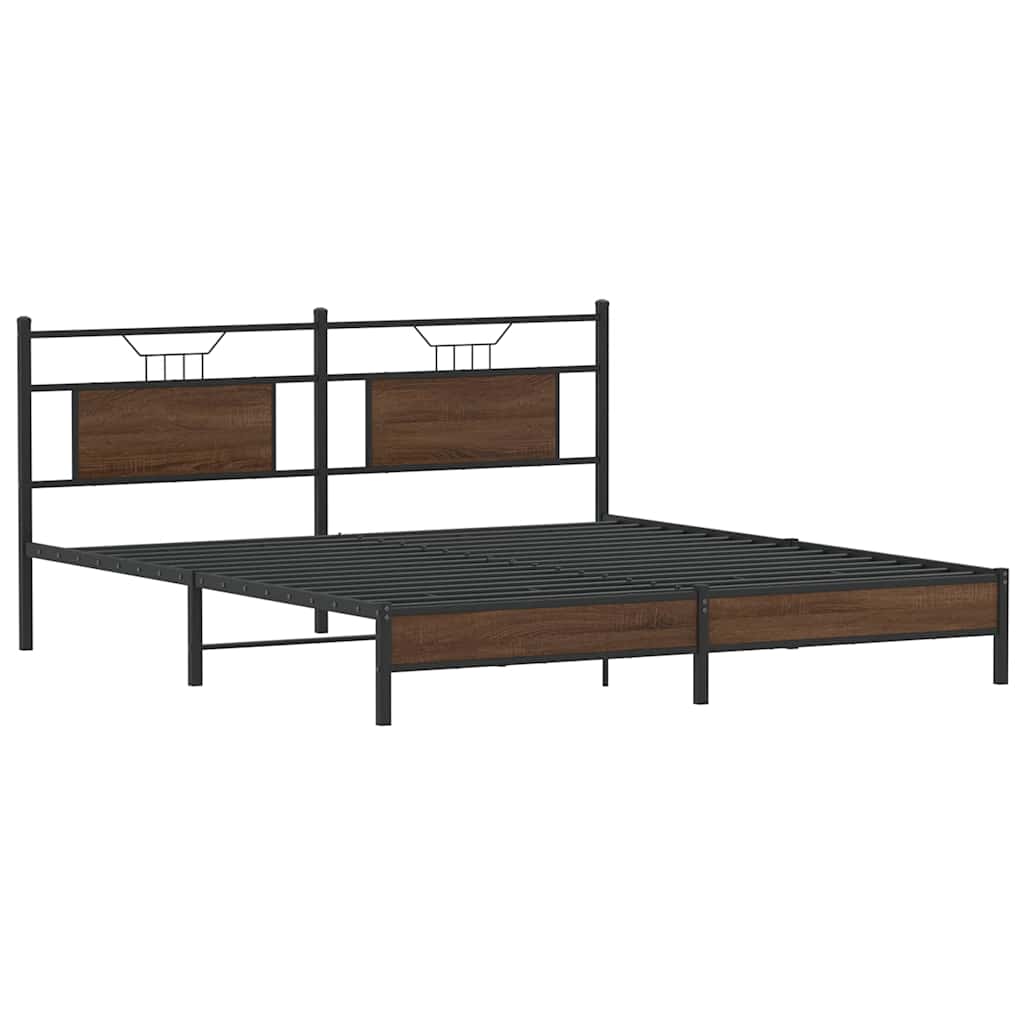 Sengeramme uten madrass brun eik 160x200 cm konstruert tre