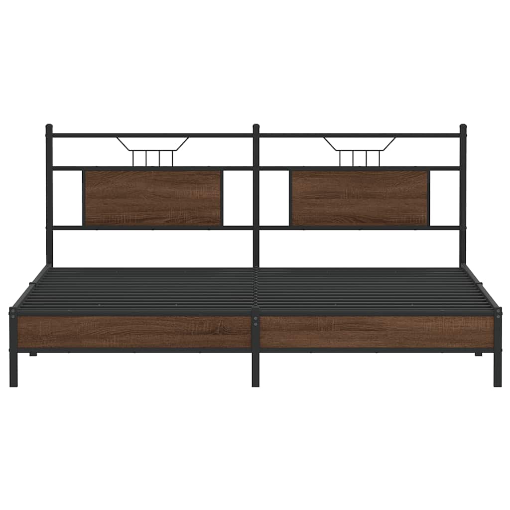 Sengeramme uten madrass brun eik 183x203 cm konstruert tre