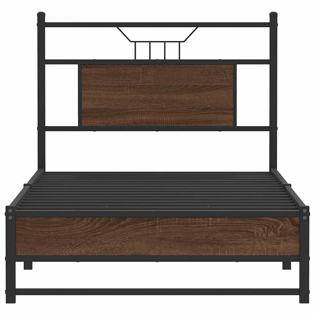 Sengeramme uten madrass brun eik 75x190 cm konstruert tre