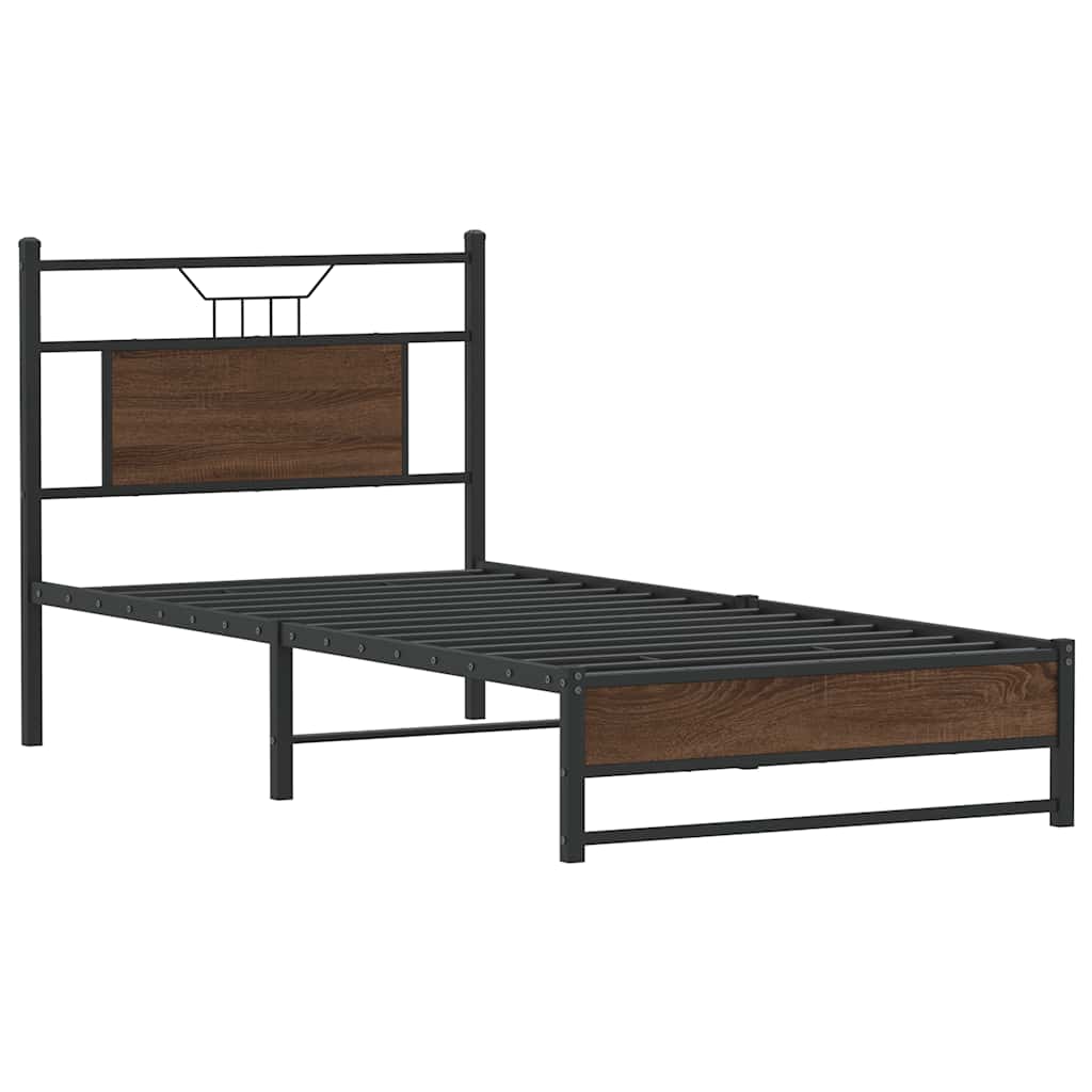 Sengeramme uten madrass brun eik 90x190 cm konstruert tre