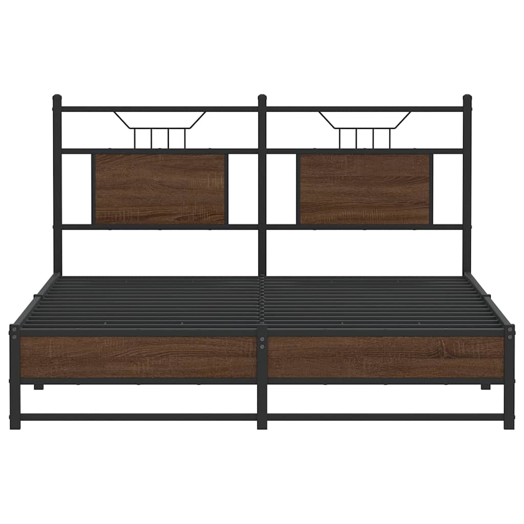 Sengeramme uten madrass brun eik 140x200 cm konstruert tre