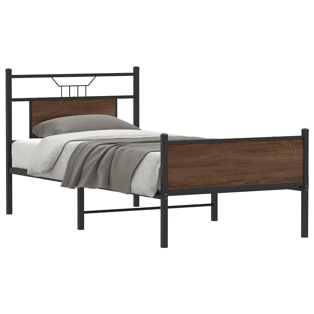 Sengeramme uten madrass brun eik 75x190 cm konstruert tre
