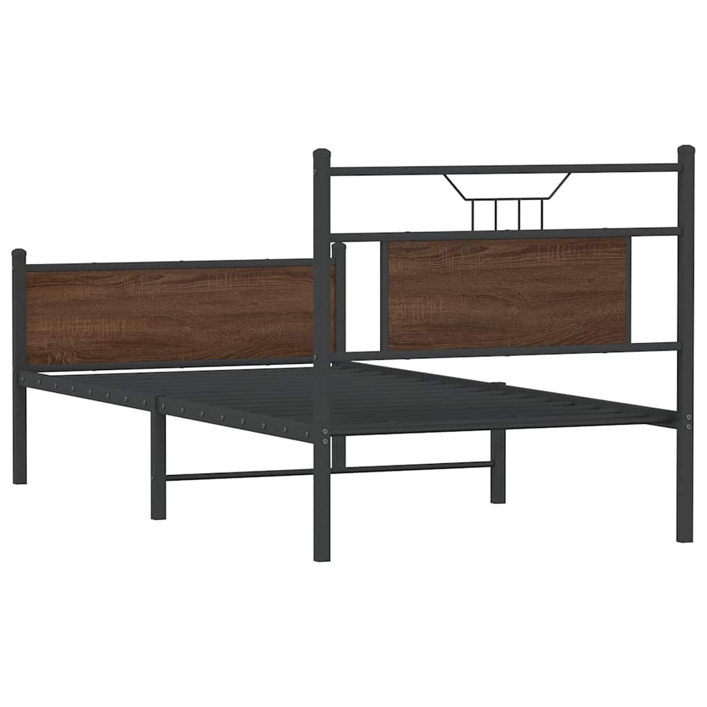 Sengeramme uten madrass brun eik 80x200 cm konstruert tre